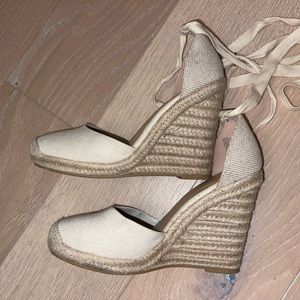 Soludos White Espidralles Wedged with wrap around laces